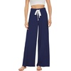 image:imageWiWi Womens Casual Wide Leg Palazzo Pants Comfy Lounge Pajama Bottoms Viscose from Bamboo Yoga Sweatpants SXXLFnavy