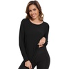image:imageWiWi Womens Long Raglan Sleeve Tops Casual Viscose from Bamboo Loungewear Crew Neck Tunic Tops Soft Women Shirt SXXLAblack