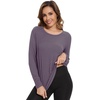 image:imageWiWi Womens Long Raglan Sleeve Tops Casual Viscose from Bamboo Loungewear Crew Neck Tunic Tops Soft Women Shirt SXXLAdark Purplish Grey
