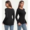 image:imageWiWi Womens Long Raglan Sleeve Tops Casual Viscose from Bamboo Loungewear Crew Neck Tunic Tops Soft Women Shirt SXXLBblack
