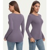 image:imageWiWi Womens Long Raglan Sleeve Tops Casual Viscose from Bamboo Loungewear Crew Neck Tunic Tops Soft Women Shirt SXXLBpurplish Grey
