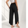 image:imageWiWi Womens Lounge Pants Wide Leg Yoga Bottoms Soft High Waist Sweatpants with Pockets Viscose from Bamboo SXXLBlack