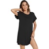 image:imageWiWi Womens Nightgowns Soft Nightgown Sleepwear Summer Viscose from Bamboo Nightshirt Pajama Night Shirts SXXLAblack