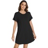 image:imageWiWi Womens Nightgowns Soft Nightgown Sleepwear Summer Viscose from Bamboo Nightshirt Pajama Night Shirts SXXLAblack