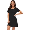 image:imageWiWi Womens Nightgowns Soft Nightgown Sleepwear Summer Viscose from Bamboo Nightshirt Pajama Night Shirts SXXLBblack