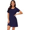 image:imageWiWi Womens Nightgowns Soft Nightgown Sleepwear Summer Viscose from Bamboo Nightshirt Pajama Night Shirts SXXLBnavy