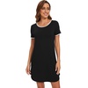image:imageWiWi Womens Nightgowns Soft Nightgown Sleepwear Summer Viscose from Bamboo Nightshirt Pajama Night Shirts SXXLEblack