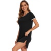 image:imageWiWi Womens Nightgowns Soft Nightgown Sleepwear Summer Viscose from Bamboo Nightshirt Pajama Night Shirts SXXLEblack