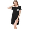 image:imageWiWi Womens Nightgowns Soft Nightgown Sleepwear Summer Viscose from Bamboo Nightshirt Pajama Night Shirts SXXLGblack