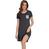 image:imageWiWi Womens Nightgowns Soft Nightgown Sleepwear Summer Viscose from Bamboo Nightshirt Pajama Night Shirts SXXLGdark Heather Grey