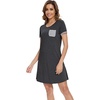 image:imageWiWi Womens Nightgowns Soft Nightgown Sleepwear Summer Viscose from Bamboo Nightshirt Pajama Night Shirts SXXLGdark Heather Grey