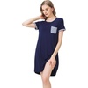 image:imageWiWi Womens Nightgowns Soft Nightgown Sleepwear Summer Viscose from Bamboo Nightshirt Pajama Night Shirts SXXLGnavy