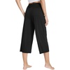 image:imageWiWi Womens Yoga Pants Comfy Casual Capri Bottoms with Pockets Sweatpants Wide Leg Capris Lounge Pant SXXLBlack