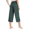 image:imageWiWi Womens Yoga Pants Comfy Casual Capri Bottoms with Pockets Sweatpants Wide Leg Capris Lounge Pant SXXLBlackish Green