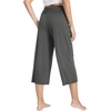 image:imageWiWi Womens Yoga Pants Comfy Casual Capri Bottoms with Pockets Sweatpants Wide Leg Capris Lounge Pant SXXLCharcoal