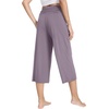 image:imageWiWi Womens Yoga Pants Comfy Casual Capri Bottoms with Pockets Sweatpants Wide Leg Capris Lounge Pant SXXLViolet