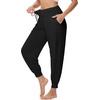 image:imageWiWi Womens Yoga Pants Viscose from Bamboo Stretchy Joggers Pant Comfy Lounge Bottoms Pajama Soft Breathable Cooling SXXLBlack
