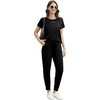 image:imageWiWi Womens 2 Piece Tracksuits Set with Pockets Scoop Neck Short Sleeve Tops Jogger Pants Lounge Sets Outfits SXXLBlack