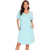 image:imageWiWi Womens Bamboo Viscose Nightgowns Soft Short Sleeve Sleep Shirt Lightweight Cool Nightshirt Pajama Dress SXXLAaqua
