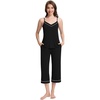 image:imageWiWi Womens Cami Pajama Sets 2 Piece Camisole Top Capri Pants Sleepwear Soft Lingerie Bamboo Viscose PJs SXXLAblack