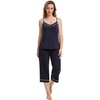 image:imageWiWi Womens Cami Pajama Sets 2 Piece Camisole Top Capri Pants Sleepwear Soft Lingerie Bamboo Viscose PJs SXXLAnavyWhite Dots