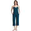 image:imageWiWi Womens Cami Pajama Sets 2 Piece Camisole Top Capri Pants Sleepwear Soft Lingerie Bamboo Viscose PJs SXXLApeacock Blue