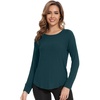 image:imageWiWi Womens Long Raglan Sleeve Tops Casual Viscose from Bamboo Loungewear Crew Neck Tunic Tops Soft Women Shirt SXXLAdeep Teal