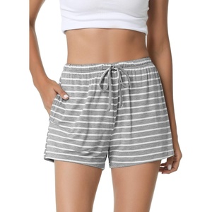 image:imageWiWi Bamboo Visose Pajama Shorts for Women Soft Sleep Bottoms Plus Size Lounge Boxers Pj Sleepwear Bottom S4XClight Heather GreyWhite Stripe