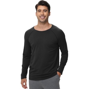 image:imageWiWi Mens Super Soft Long Sleeve Tees Moisture Wicking Shirts Viscose from Bamboo Cooling Crew Neck TShirt SXXLAblack