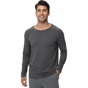 image:imageWiWi Mens Super Soft Long Sleeve Tees Moisture Wicking Shirts Viscose from Bamboo Cooling Crew Neck TShirt SXXLAcharcoal Grey