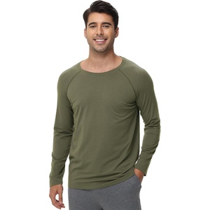 image:imageWiWi Mens Super Soft Long Sleeve Tees Moisture Wicking Shirts Viscose from Bamboo Cooling Crew Neck TShirt SXXLAgreen