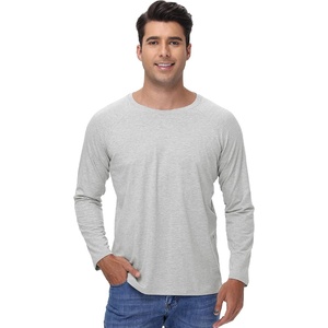 image:imageWiWi Mens Super Soft Long Sleeve Tees Moisture Wicking Shirts Viscose from Bamboo Cooling Crew Neck TShirt SXXLAlight Heather Grey