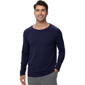 image:imageWiWi Mens Super Soft Long Sleeve Tees Moisture Wicking Shirts Viscose from Bamboo Cooling Crew Neck TShirt SXXLAnavy