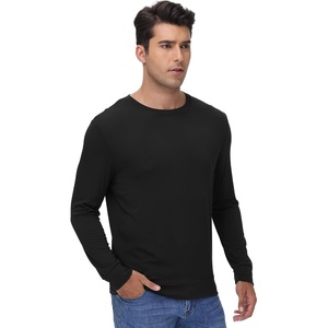 image:imageWiWi Mens Super Soft Long Sleeve Tees Moisture Wicking Shirts Viscose from Bamboo Cooling Crew Neck TShirt SXXLBblack