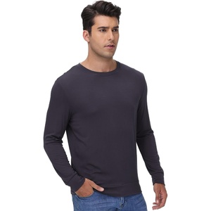 image:imageWiWi Mens Super Soft Long Sleeve Tees Moisture Wicking Shirts Viscose from Bamboo Cooling Crew Neck TShirt SXXLBblue Black