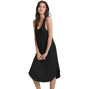 image:imageWiWi Nightgowns for Women Bamboo Viscose Super Soft Sleeveless Racerback Night Shirts Plus Size Cooling Sleepshirts S4XAblack