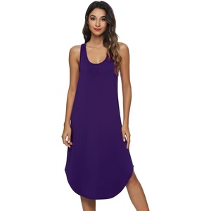 image:imageWiWi Nightgowns for Women Bamboo Viscose Super Soft Sleeveless Racerback Night Shirts Plus Size Cooling Sleepshirts S4XAdark Purple
