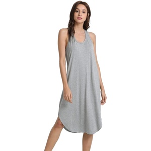 image:imageWiWi Nightgowns for Women Bamboo Viscose Super Soft Sleeveless Racerback Night Shirts Plus Size Cooling Sleepshirts S4XAheather Grey