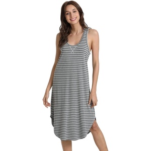 image:imageWiWi Nightgowns for Women Bamboo Viscose Super Soft Sleeveless Racerback Night Shirts Plus Size Cooling Sleepshirts S4XAheather Grey Stripe