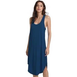 image:imageWiWi Nightgowns for Women Bamboo Viscose Super Soft Sleeveless Racerback Night Shirts Plus Size Cooling Sleepshirts S4XAink Blue