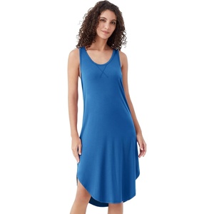 image:imageWiWi Nightgowns for Women Bamboo Viscose Super Soft Sleeveless Racerback Night Shirts Plus Size Cooling Sleepshirts S4XAprussian Blue