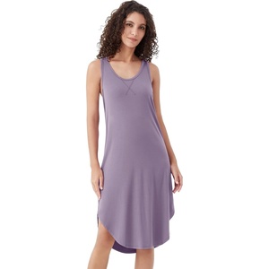 image:imageWiWi Nightgowns for Women Bamboo Viscose Super Soft Sleeveless Racerback Night Shirts Plus Size Cooling Sleepshirts S4XAviolet