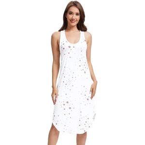 image:imageWiWi Nightgowns for Women Bamboo Viscose Super Soft Sleeveless Racerback Night Shirts Plus Size Cooling Sleepshirts S4XAwhite Stars