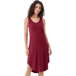 image:imageWiWi Nightgowns for Women Bamboo Viscose Super Soft Sleeveless Racerback Night Shirts Plus Size Cooling Sleepshirts S4XAwine