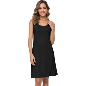 image:imageWiWi Nightgowns for Women Bamboo Viscose Super Soft Sleeveless Racerback Night Shirts Plus Size Cooling Sleepshirts S4XBblack
