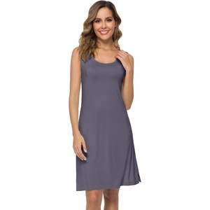 image:imageWiWi Nightgowns for Women Bamboo Viscose Super Soft Sleeveless Racerback Night Shirts Plus Size Cooling Sleepshirts S4XBdark Grey