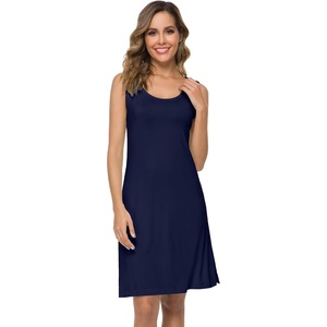 image:imageWiWi Nightgowns for Women Bamboo Viscose Super Soft Sleeveless Racerback Night Shirts Plus Size Cooling Sleepshirts S4XBnavy