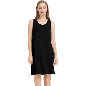 image:imageWiWi Nightgowns for Women Bamboo Viscose Super Soft Sleeveless Racerback Night Shirts Plus Size Cooling Sleepshirts S4XCblack