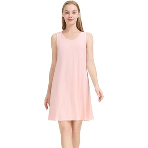image:imageWiWi Nightgowns for Women Bamboo Viscose Super Soft Sleeveless Racerback Night Shirts Plus Size Cooling Sleepshirts S4XCcream Pink