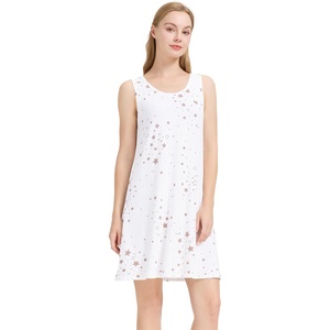 image:imageWiWi Nightgowns for Women Bamboo Viscose Super Soft Sleeveless Racerback Night Shirts Plus Size Cooling Sleepshirts S4XCwhite Stars